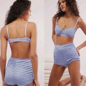 NWOT Free People Intimately Ruched Shorties XS in Kentucky Blue Periwinkle